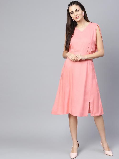 sleeveless solid a-line dress - 18391289 - Very Small Image - 1