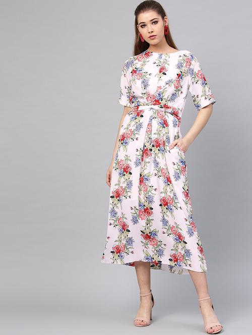 tie front floral a-line dress - 18391305 - Very Small Image - 1