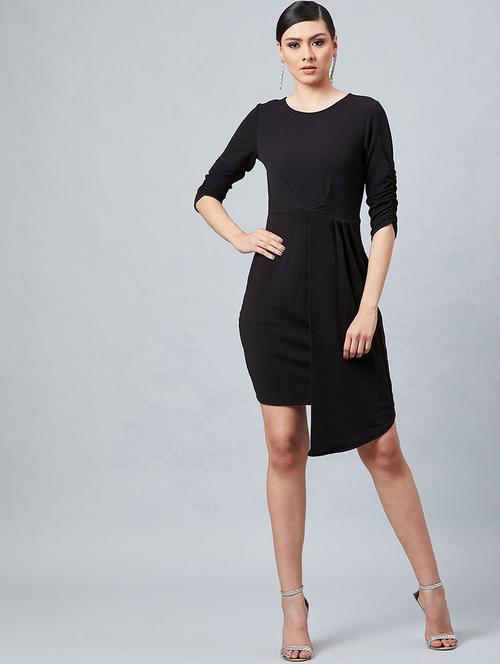 round neck solid sheath dress - 18391355 - Very Small Image - 1