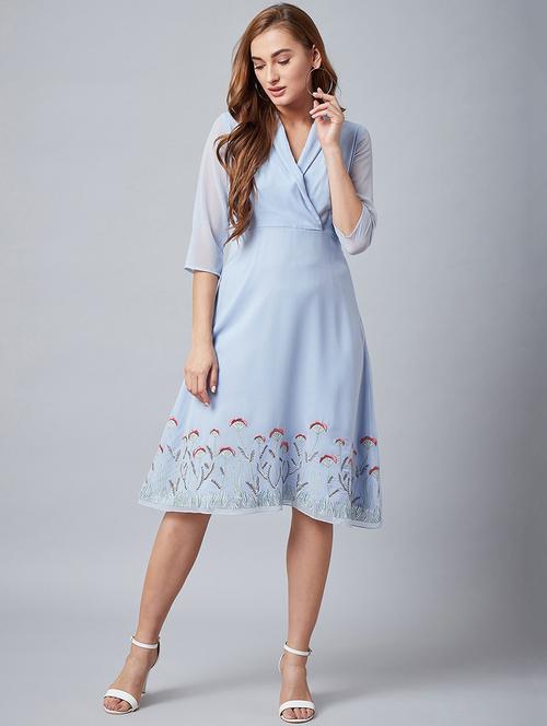 embroidered detail a-line dress - 18391357 - Very Small Image - 1