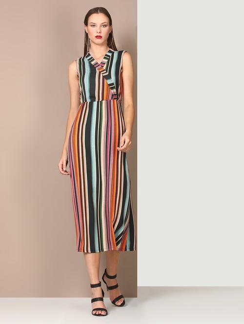 v-neck striped maxi dress - 18391662 - Very Small Image - 1