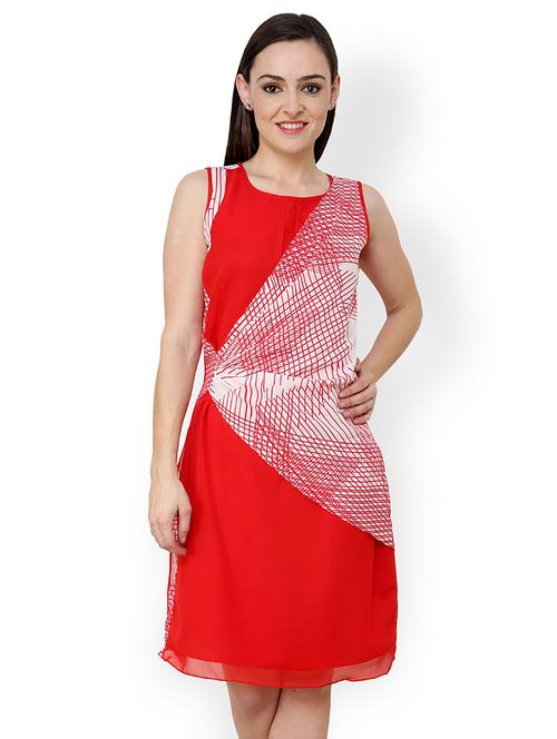 round neck printed a-line dress - 18391715 - Very Small Image - 1