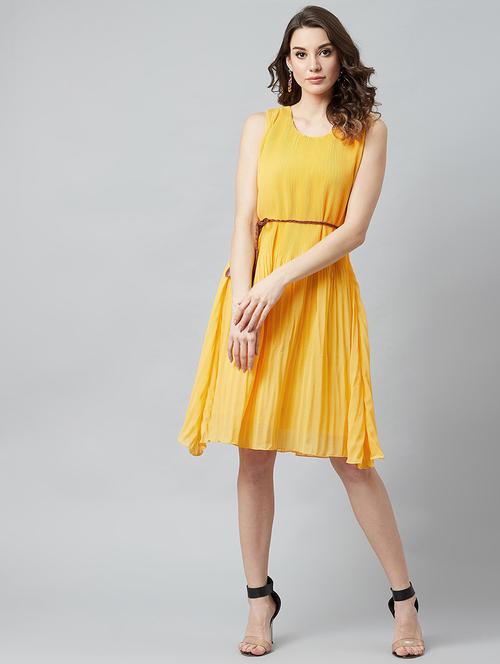 tie front solid flared dress - 18391756 - Very Small Image - 1