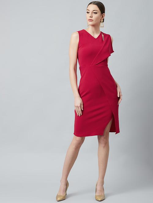v-neck solid bodycon dress - 18391759 - Very Small Image - 1