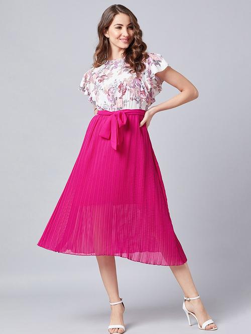 tie front floral a-line dress - 18391782 - Very Small Image - 1