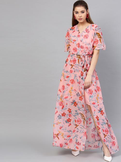 short sleeved printed maxi dress - 18391815 - Very Small Image - 1