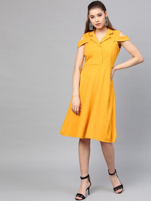 cold shoulder solid a-line dress - 18391821 - Very Small Image - 1