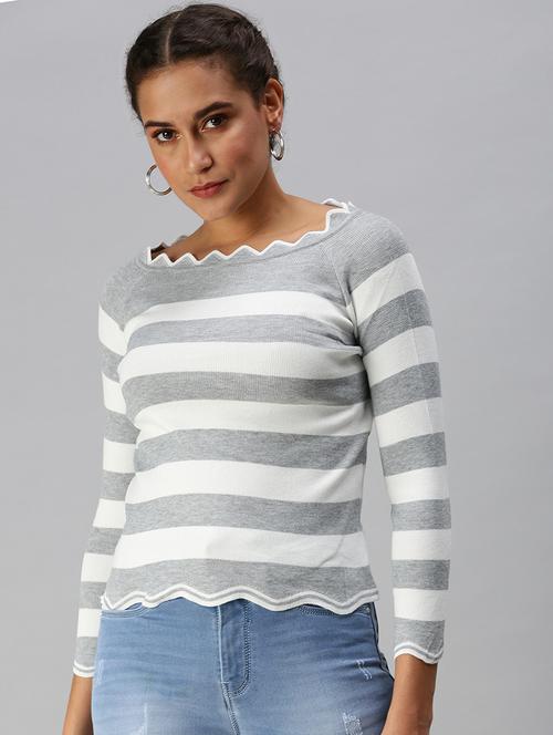 grey cotton blend crop top - 18391981 - Very Small Image - 1