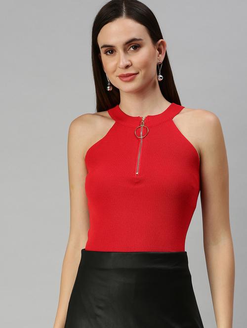 halter neck solid crop top - 18392028 - Very Small Image - 1