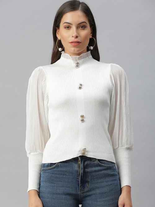 high neck solid top - 18392182 - Very Small Image - 1