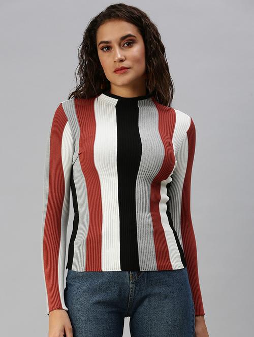 high neck striped top - 18392213 - Very Small Image - 1