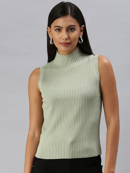 high neck solid top - 18392217 - Very Small Image - 1