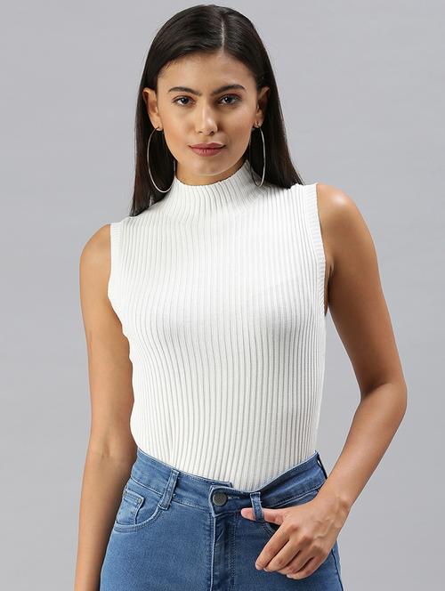 high neck solid top - 18392218 - Very Small Image - 1