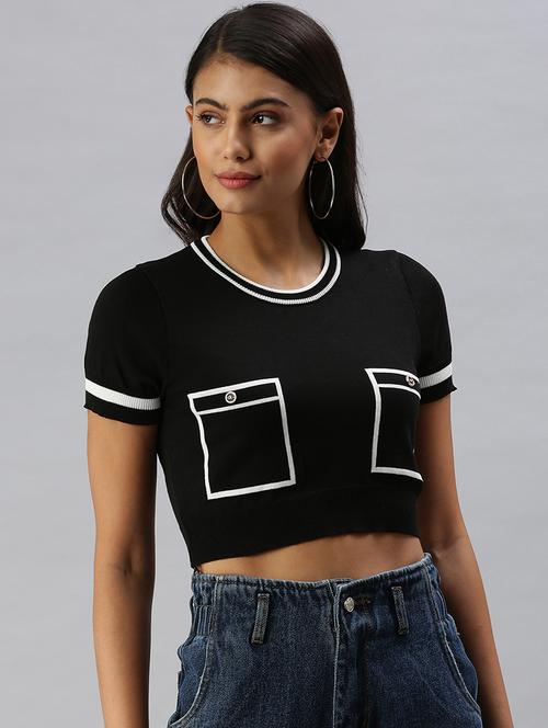 contrast detail solid crop top - 18392220 - Very Small Image - 1