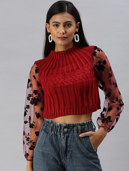 high neck solid crop top - 18392225 - Very Small Image - 1
