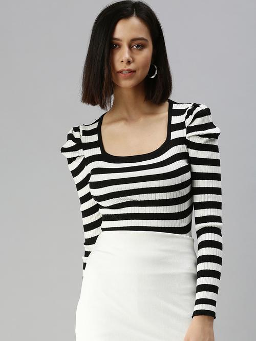 long sleeved striped crop top - 18392233 - Very Small Image - 1