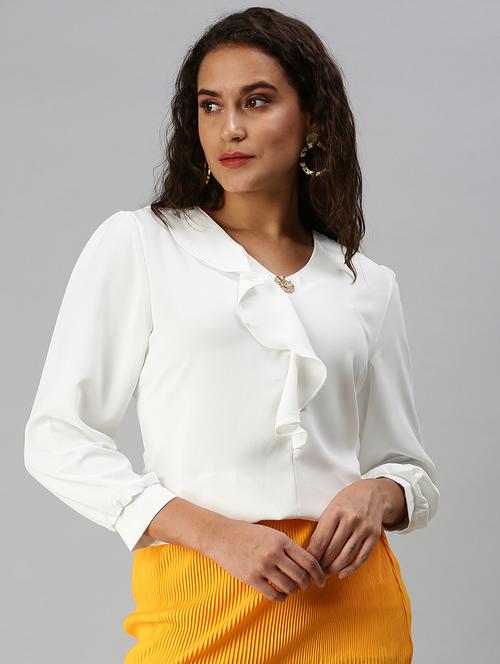 puff sleeved solid crop top - 18392270 - Very Small Image - 1