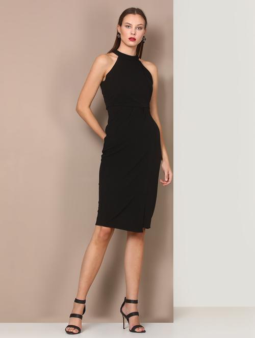 halter neck solid sheath dress - 18392461 - Very Small Image - 1