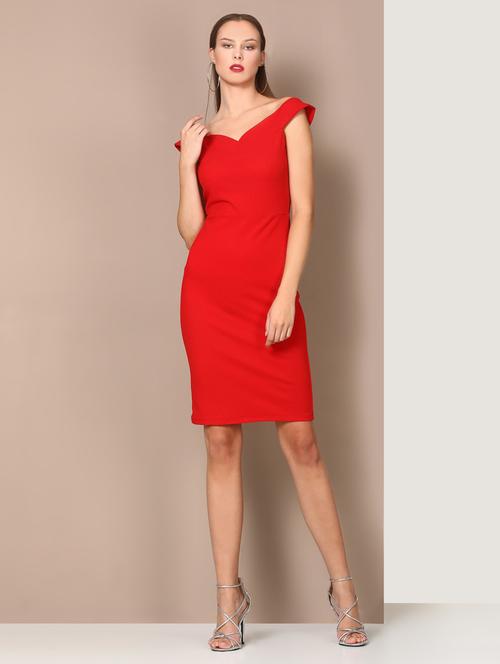 off shoulder solid bodycon dress - 18392463 - Very Small Image - 1