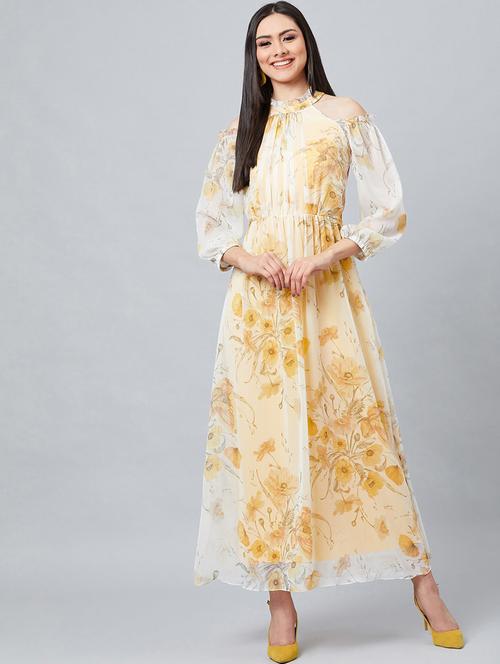 cold shoulder floral maxi dress - 18392519 - Very Small Image - 1
