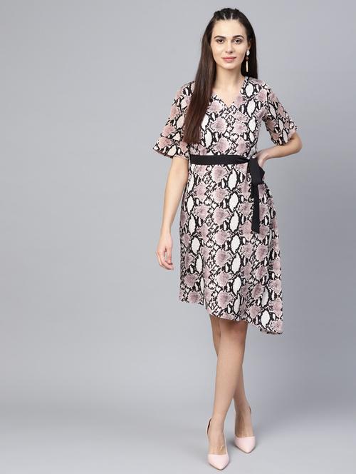 tie front printed high low dress - 18392613 - Very Small Image - 1