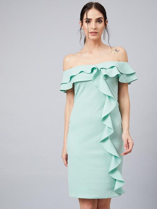 off shoulder ruffled bodycon dress - 18392618 - Very Small Image - 1