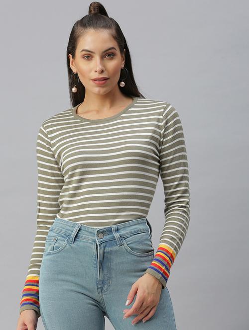 long sleeved striped regular top - 18392630 - Very Small Image - 1