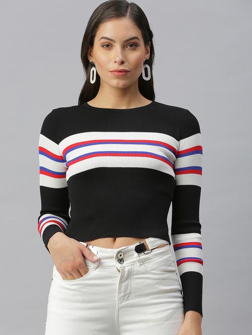 round neck striped regular top - 18392652 - Very Small Image - 1