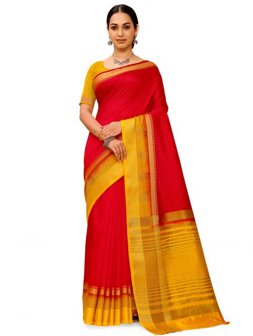 red silk blend saree - 18392748 - Very Small Image - 1