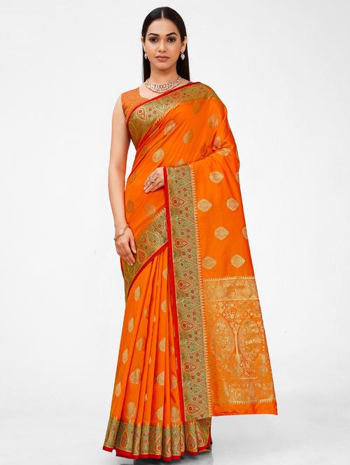 yellow silk blend saree - 18392773 - Very Small Image - 1