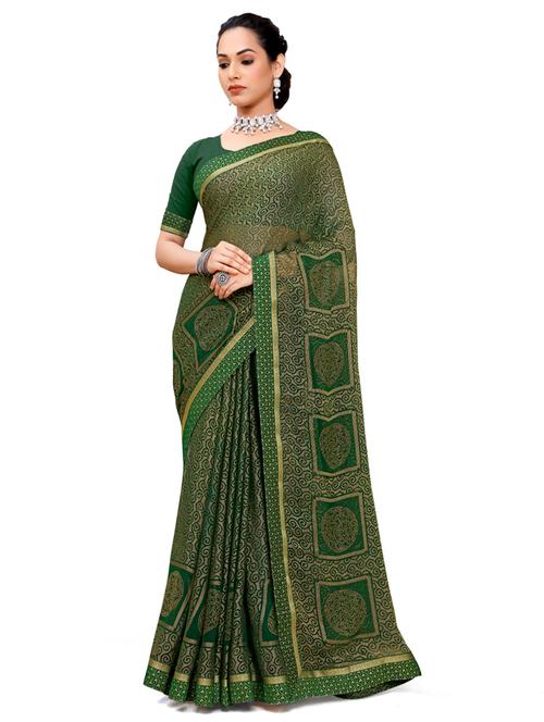 green chiffon saree with blouse - 18392911 - Very Small Image - 1