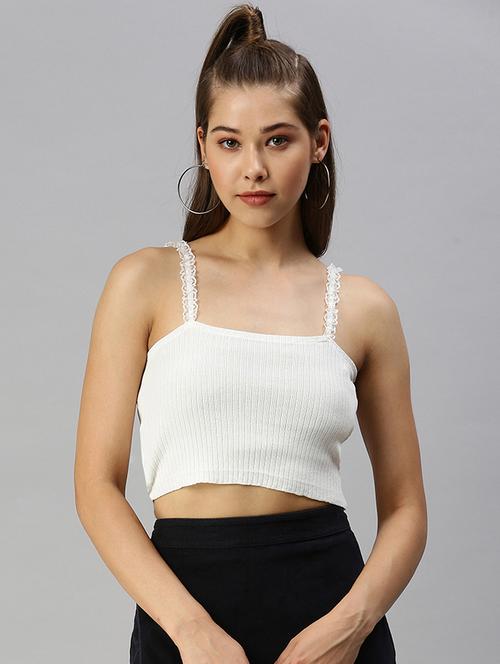 cami neck solid crop top - 18393053 - Very Small Image - 1