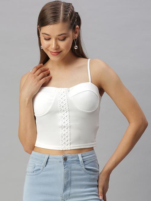 shoulder strap solid crop top - 18393091 - Very Small Image - 1