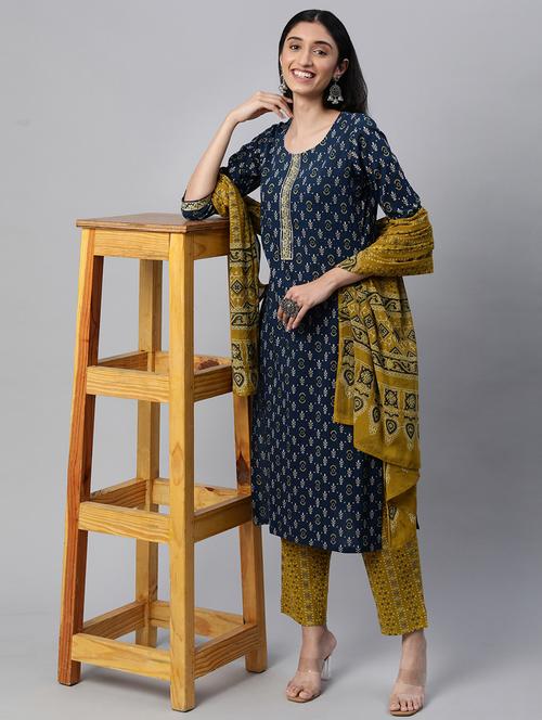 floral unstitched suit set - 18393105 - Very Small Image - 1