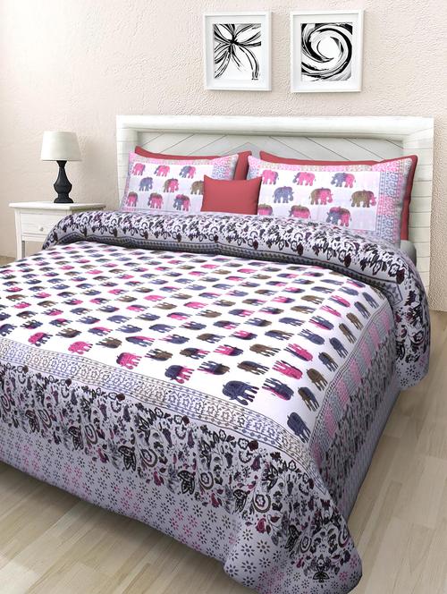 texstylehome jaipuri traditional print pure cotton double bedsheet with 2 pillow covers - 18393544 - Very Small Image - 1