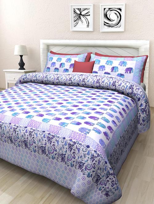 texstylehome jaipuri traditional print pure cotton double bedsheet with 2 pillow covers - 18393547 - Very Small Image - 1