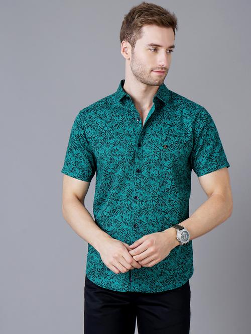 green printed casual shirt - 18393619 - Very Small Image - 1
