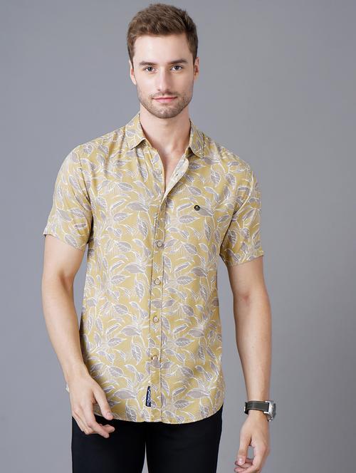 yellow printed casual shirt - 18393621 - Very Small Image - 1