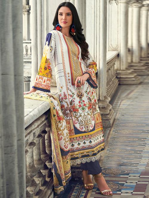 off-white straight pant suits unstitched suit - 18393644 - Very Small Image - 1