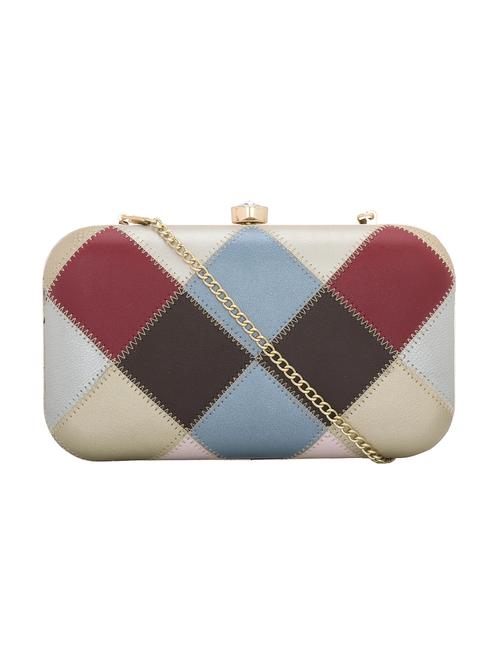 multi colored leatherette box clutch - 18394001 - Very Small Image - 1
