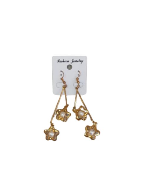 ladies metal earrings gold color - 18394642 - Very Small Image - 1