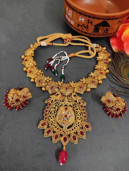gold plated necklace earrings set - 18394867 - Very Small Image - 1
