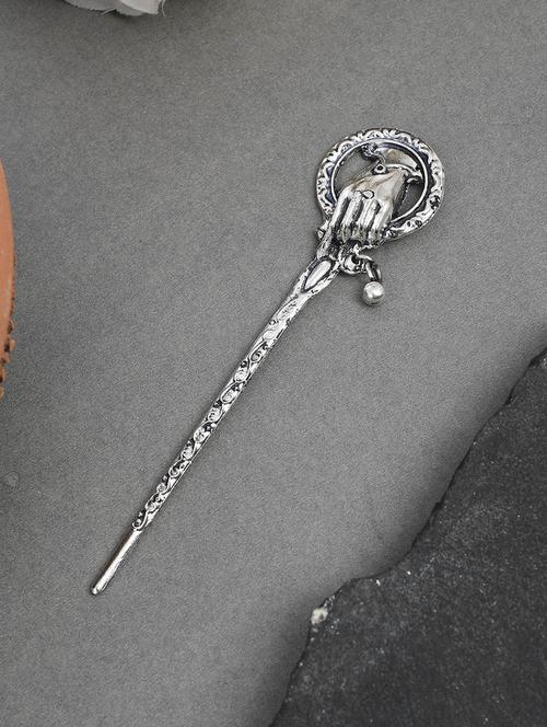 kanzashi hair bun embellished silver hair stick - 18395525 - Very Small Image - 1