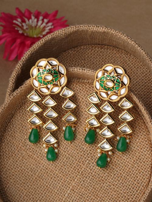 gold plated drop earring - 18395609 - Very Small Image - 1