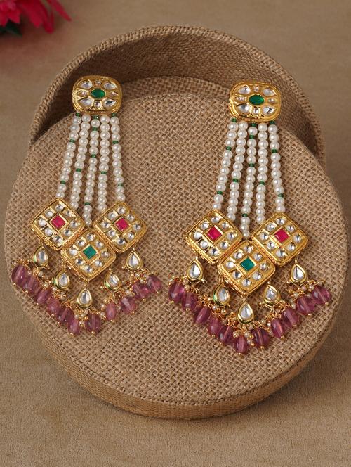 multi color pasa style imitation kundan polki dangler chandelie - 18395643 - Very Small Image - 1