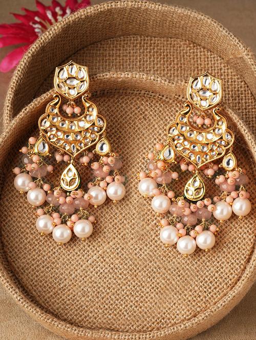 orange imitation kundan polki chandballi - 18395648 - Very Small Image - 1