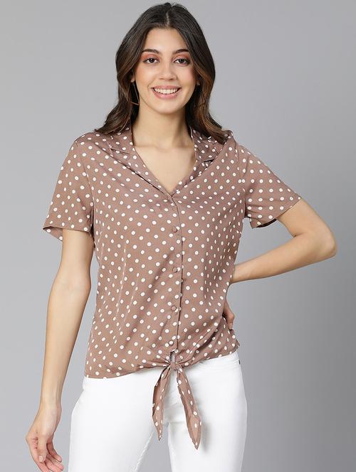 tie front polka dot shirt - 18395735 - Very Small Image - 1