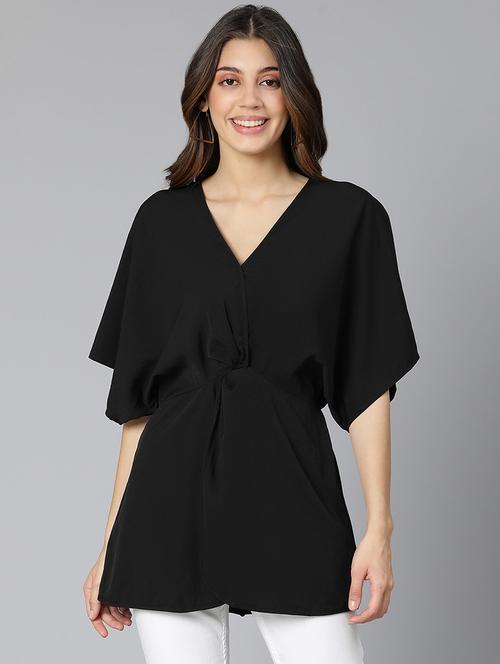 v-neck solid top - 18395787 - Very Small Image - 1