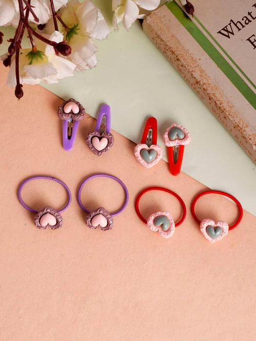 set of 8 heart tic tac and rubber band hair accessory set - 18395838 - Very Small Image - 1