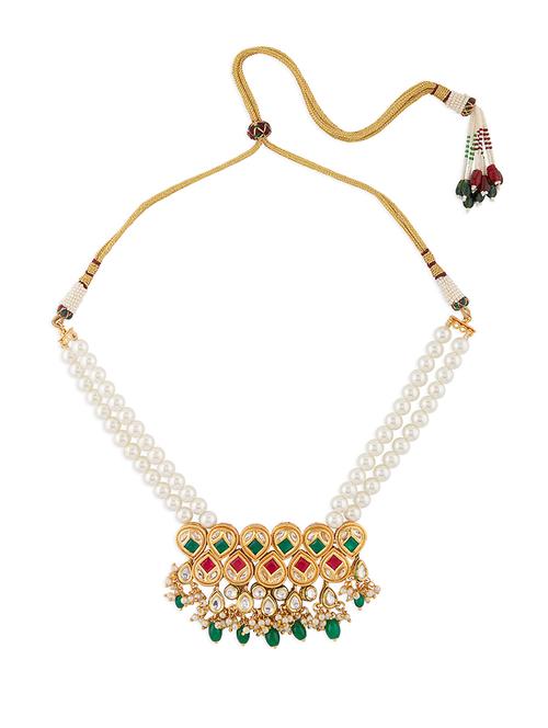 multi-color shell pearl necklace with hydro polkis, rubies and emeralds - 18395862 - Very Small Image - 1